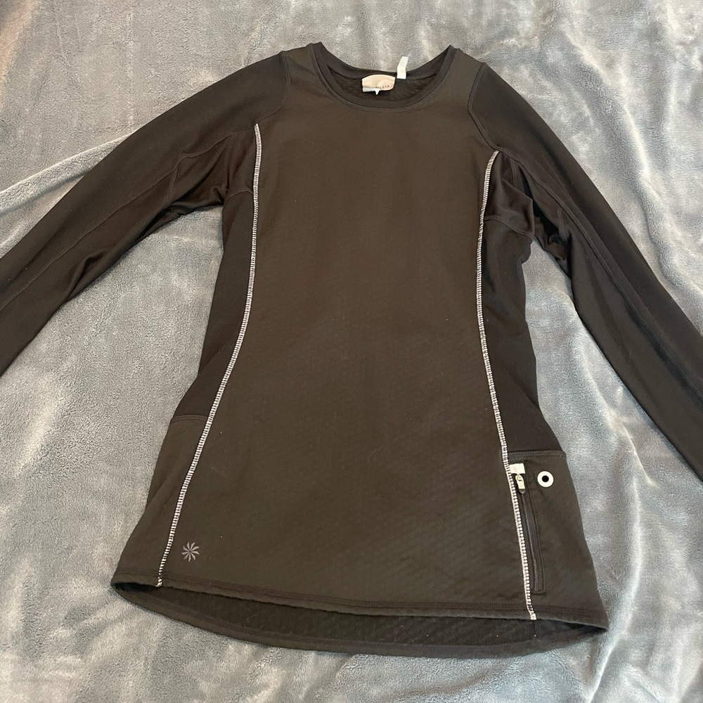 Athleta Women's Black Long Sleeve Workout Top with Thumbholes